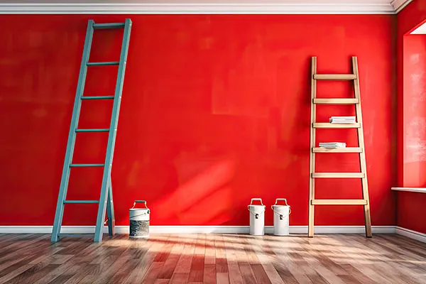 Wand rot bemalt